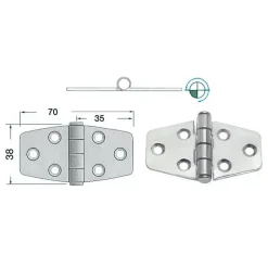 Clearance Charnière inox 70 x 38 x 2 mm Ameublement & Quincaillerie Intérieure·Charnière De Porte & Meuble|Quincaillerie Marine·Charnière De Coffre, Porte & Meuble