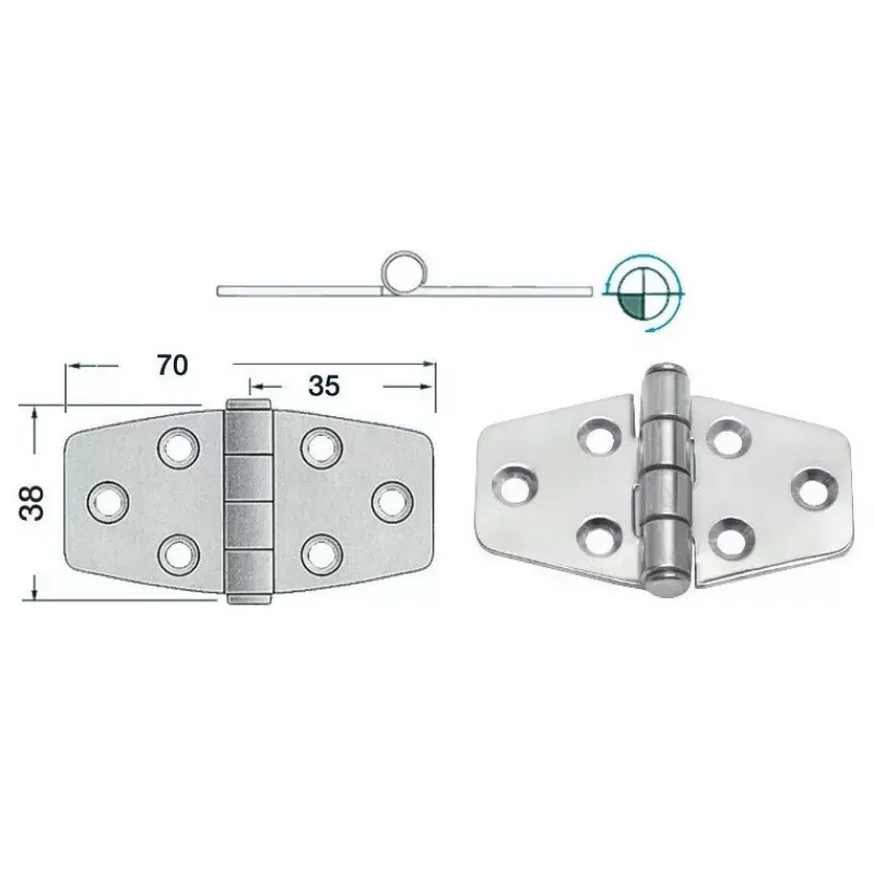 Clearance Charnière inox 70 x 38 x 2 mm Ameublement & Quincaillerie Intérieure·Charnière De Porte & Meuble|Quincaillerie Marine·Charnière De Coffre, Porte & Meuble