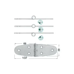 Discount Charnière inox 137 x 39 x 2 mm Ameublement & Quincaillerie Intérieure·Charnière De Porte & Meuble|Quincaillerie Marine·Charnière De Coffre, Porte & Meuble
