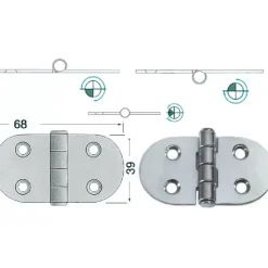New Charnière inox 68 x 39 x 2 mm Ameublement & Quincaillerie Intérieure·Charnière De Porte & Meuble|Quincaillerie Marine·Charnière De Coffre, Porte & Meuble