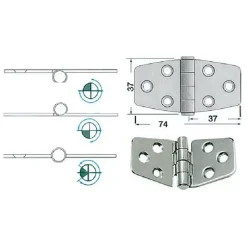 Hot Charnière inox 74 x 37 x 2 mm Ameublement & Quincaillerie Intérieure·Charnière De Porte & Meuble|Quincaillerie Marine·Charnière De Coffre, Porte & Meuble