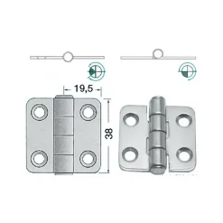 Charnière inox 38 x 39 x 2 mm Ameublement & Quincaillerie Intérieure·Charnière De Porte & Meuble|Quincaillerie Marine·Charnière De Coffre, Porte & Meuble