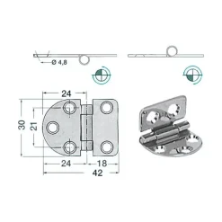 Online Charnière inox 42 x 30 x 2 mm Ameublement & Quincaillerie Intérieure·Charnière De Porte & Meuble|Quincaillerie Marine·Charnière De Coffre, Porte & Meuble