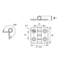 Charnière Inox 37 x 38 mm*Osculati