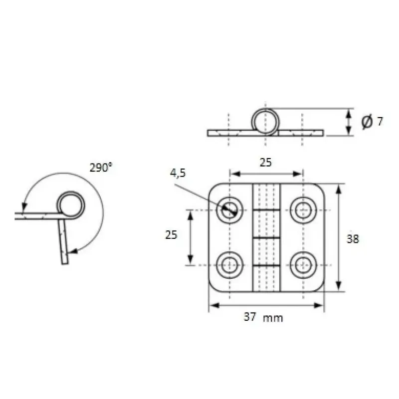 Charnière Inox 37 x 38 mm*Osculati