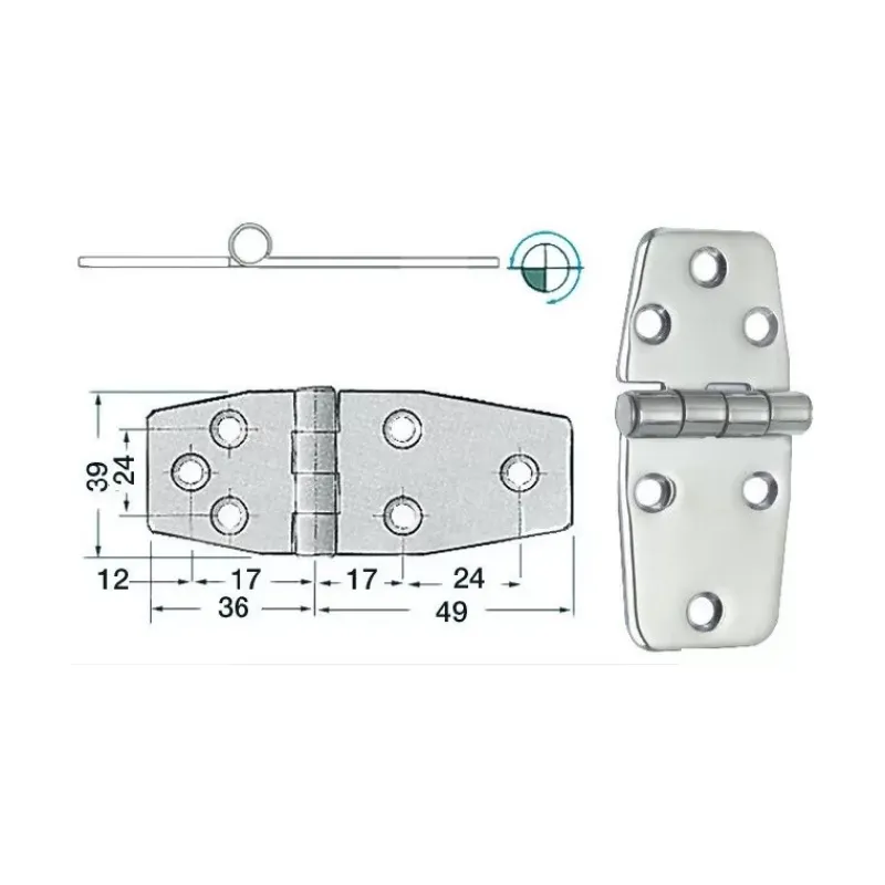 Clearance Charnière inox 85 x 39 x 2 mm Ameublement & Quincaillerie Intérieure·Charnière De Porte & Meuble|Quincaillerie Marine·Charnière De Coffre, Porte & Meuble