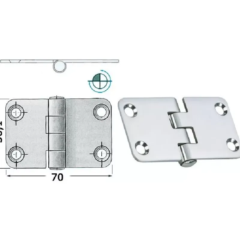 Clearance Charnière inox 70 x 38,1 x 2 mm Ameublement & Quincaillerie Intérieure·Charnière De Porte & Meuble|Quincaillerie Marine·Charnière De Coffre, Porte & Meuble