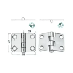 Clearance Charnière inox 48 x 37 x 2 mm Ameublement & Quincaillerie Intérieure·Charnière De Porte & Meuble|Quincaillerie Marine·Charnière De Coffre, Porte & Meuble