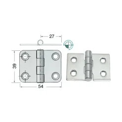 Best Charnière inox 54 x 39 x 2 mm Ameublement & Quincaillerie Intérieure·Charnière De Porte & Meuble|Quincaillerie Marine·Charnière De Coffre, Porte & Meuble
