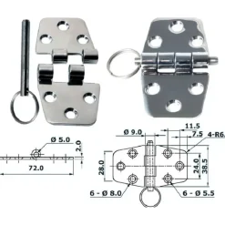 Sale Charnière inox 72 x 38,5 x 2 mm Ameublement & Quincaillerie Intérieure·Charnière De Porte & Meuble|Quincaillerie Marine·Charnière De Coffre, Porte & Meuble