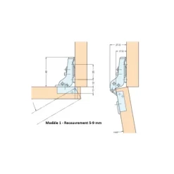 Charnière invisible inox 94 x 54 mm*Osculati