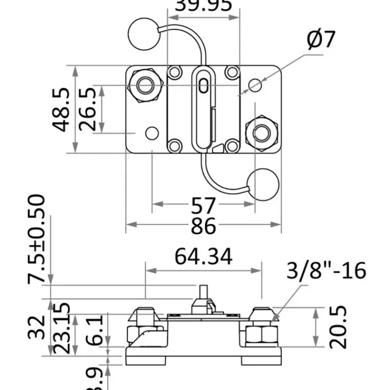 Disjoncteur 50 à 250A filetage M10*Osculati Sale