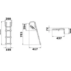 Clearance Echelle de plate-forme compacte Échelle, Plateforme & Delphinière·Echelle De Bain Fixe