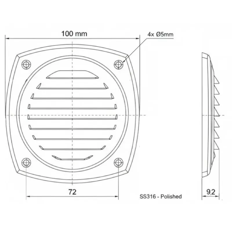 Grille acier inox 10 cm² |100 x 100 mm*Osculati Hot