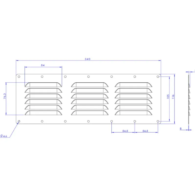 Grille slim 45 cm² | 340 x 116 x 4 mm*Osculati Sale