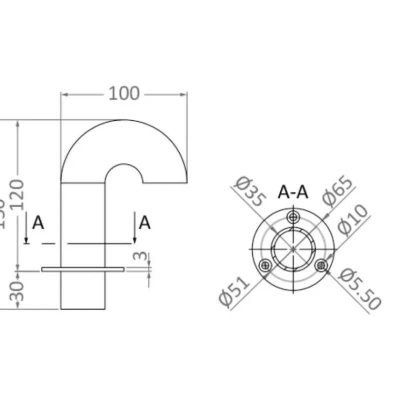 Clearance Passe pont inox coudé Distribution & Protection·Passe-Câble Étanche