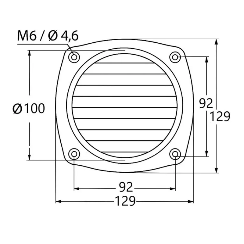 Outlet Prise d'air inox moulé 46 cm² | ø 100 mm Grille & Aération·Grille D'Aération|Equipement Moteur In-Bord·Ventilation