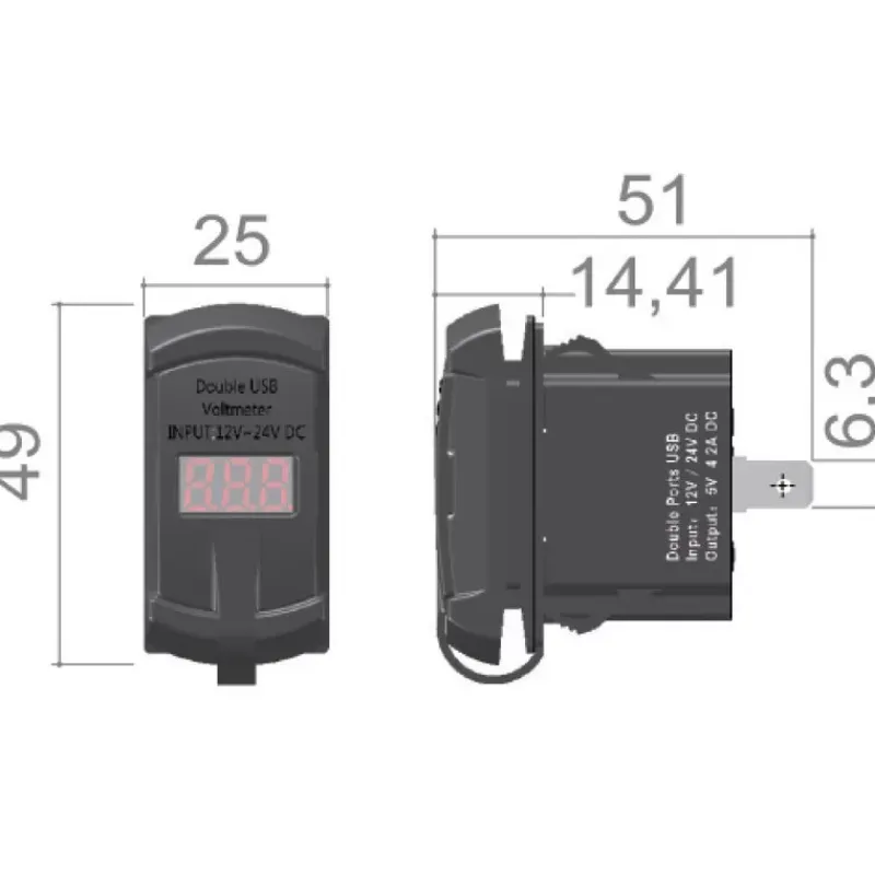 Outlet Prise double USB-A+C + voltmètre 12/24 V Distribution & Protection·Interrupteur Ac/Dc (230V Et 12V)|Distribution & Protection·Contrôleur De Batterie & Indicateur De Charge