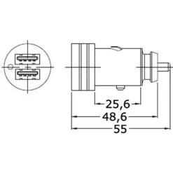 Prise mâle USB double A+C Electricité & Éclairage·Rallonge & Prise Allume-Cigare 12 V|Distribution & Protection·Prise Et Fiche Dc (Allume Cigare, 12V, Usb...)