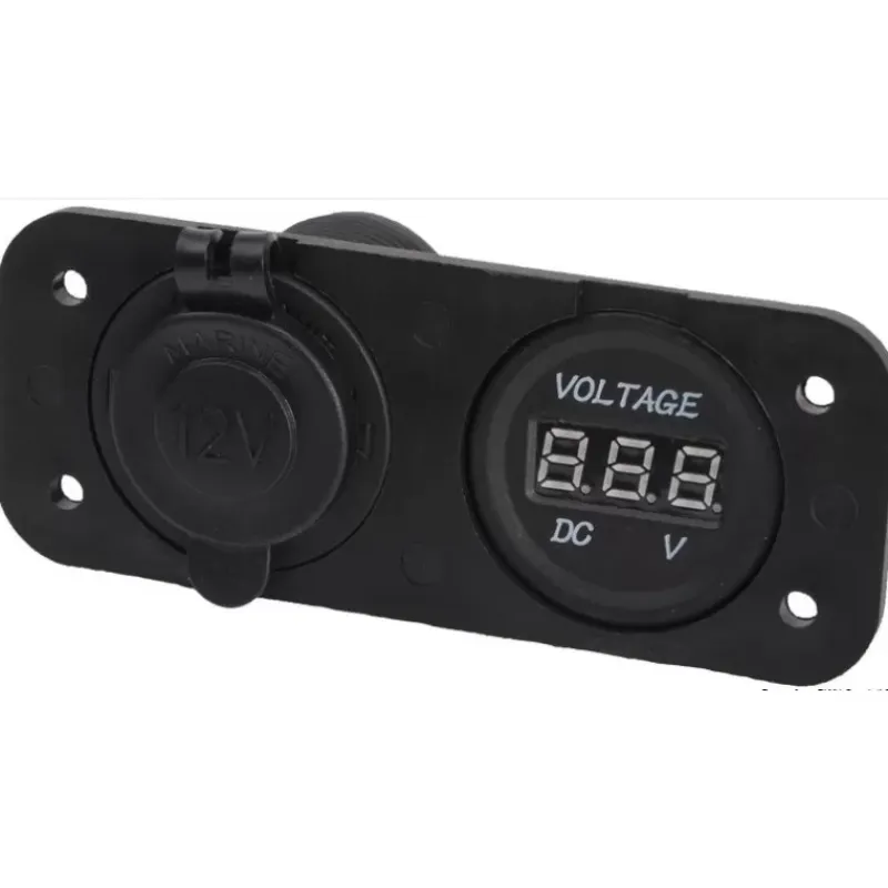 New Prise 12V + Voltmètre Electricité & Éclairage·Rallonge & Prise Allume-Cigare 12 V|Distribution & Protection·Prise Et Fiche Dc (Allume Cigare, 12V, Usb...)