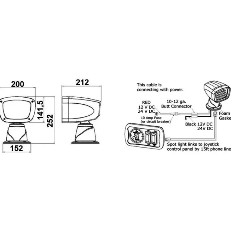 Projecteur électrique LED + joystick*Osculati New