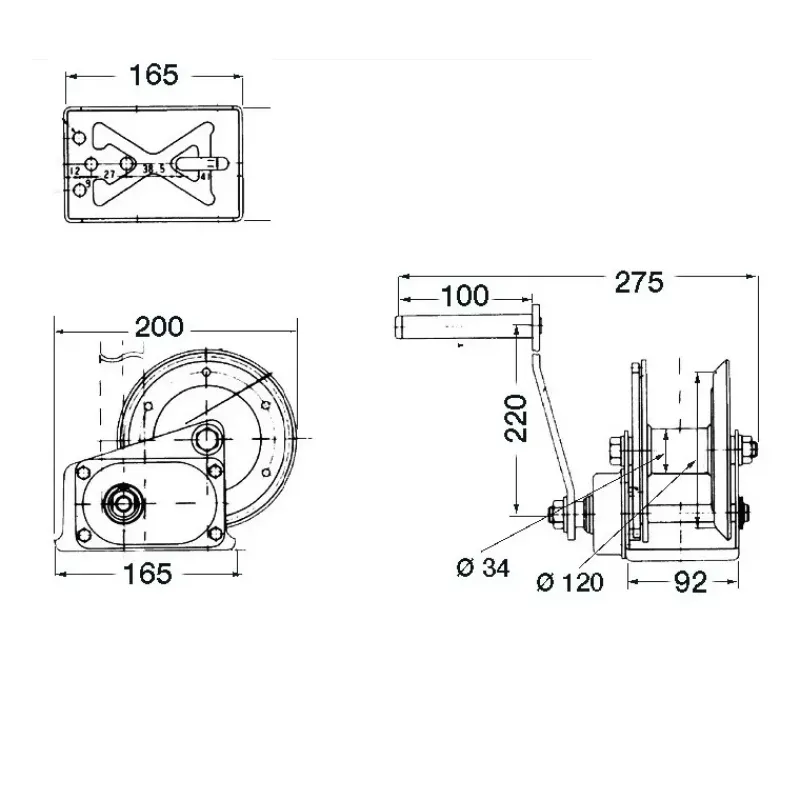 Outlet Treuil avec embrayage 630 Kg Matériel De Remorque·Treuil De Remorque & Mise À L'Eau