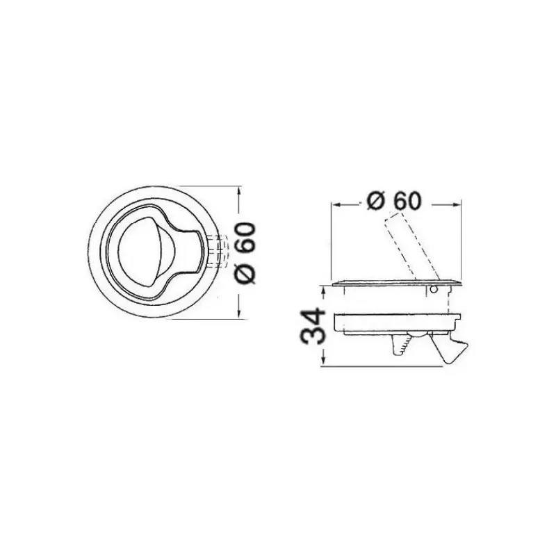 Verrou flush nylon blanc ou noir*Osculati Online