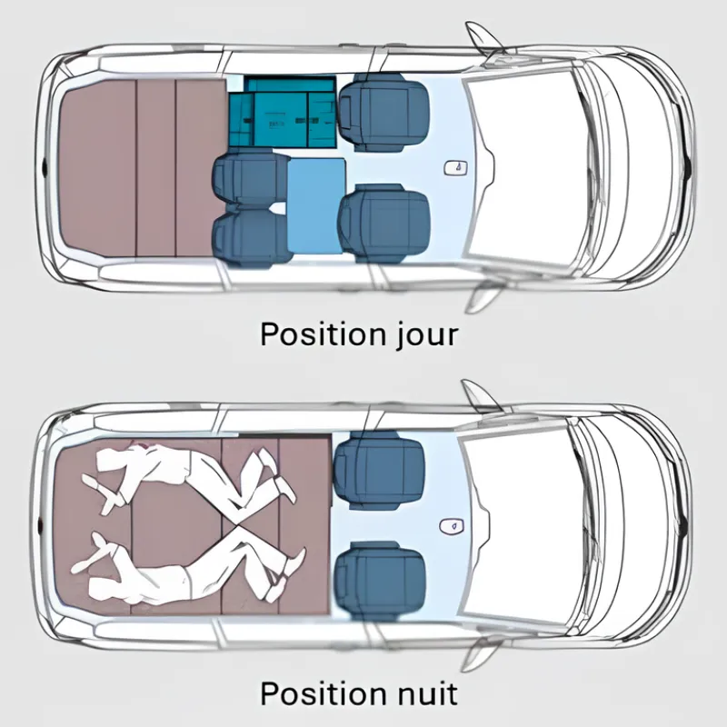 Hot Lit pliable avec sommier | VW Multivan Couchage·Lit Arrière