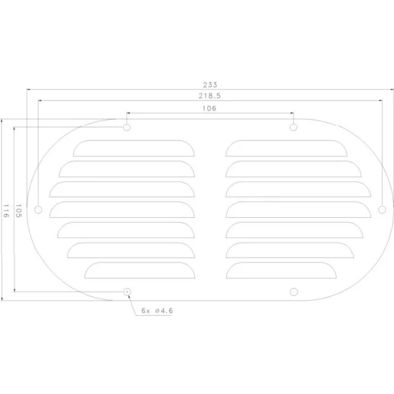 Grille aération inox oblongue 34 cm² | 233 x 116 mm*Seaworld