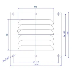 Discount Grille aération slim en inox 15 cm² | 116 x 128 x 4 mm Grille & Aération·Grille D'Aération|Hublot & Aération·Grille D'Aération