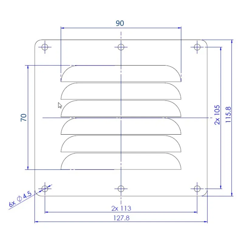 Discount Grille aération slim en inox 15 cm² | 116 x 128 x 4 mm Grille & Aération·Grille D'Aération|Hublot & Aération·Grille D'Aération