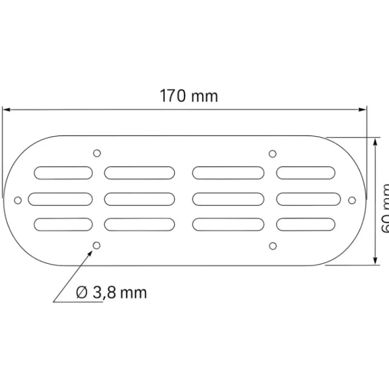 Grille d’aération inox oblongue | 170 × 60 mm*Seaworld Discount