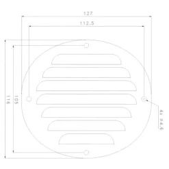 Outlet Grille inox Slim ovale 15 cm² | 116 x 127 mm Grille & Aération·Grille D'Aération|Hublot & Aération·Grille D'Aération