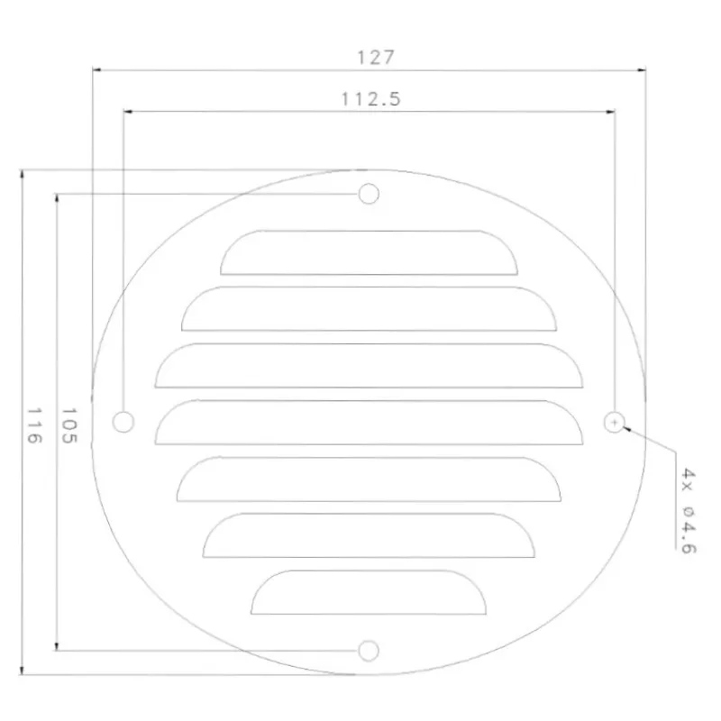 Outlet Grille inox Slim ovale 15 cm² | 116 x 127 mm Grille & Aération·Grille D'Aération|Hublot & Aération·Grille D'Aération