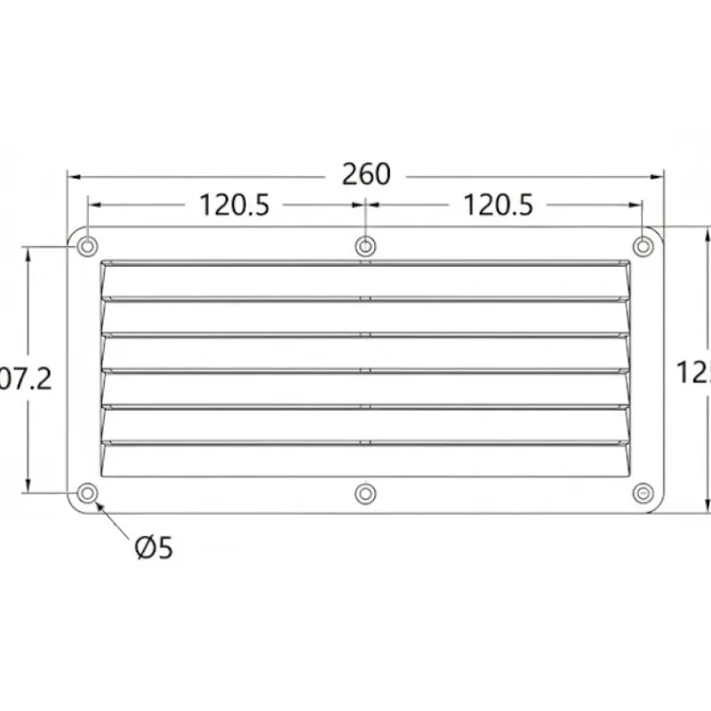 Discount Prise d'air nylon 135 cm² | 125 x 260 mm Grille & Aération·Grille D'Aération|Hublot & Aération·Grille D'Aération