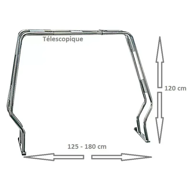SEAWORLD Roll-bar rabattable L125 à 180 Inox ø 40*Osculati Best