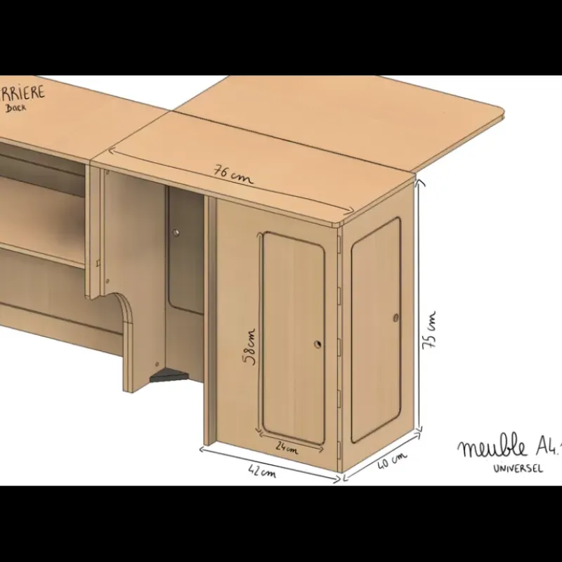 New Meuble latéral + Table XL | Jumpy/Expert 3 Citroën Jumpy / Peugeot Expert / Toyota Proace|Ameublement & Quincaillerie Intérieure·Meuble Bois Individuel