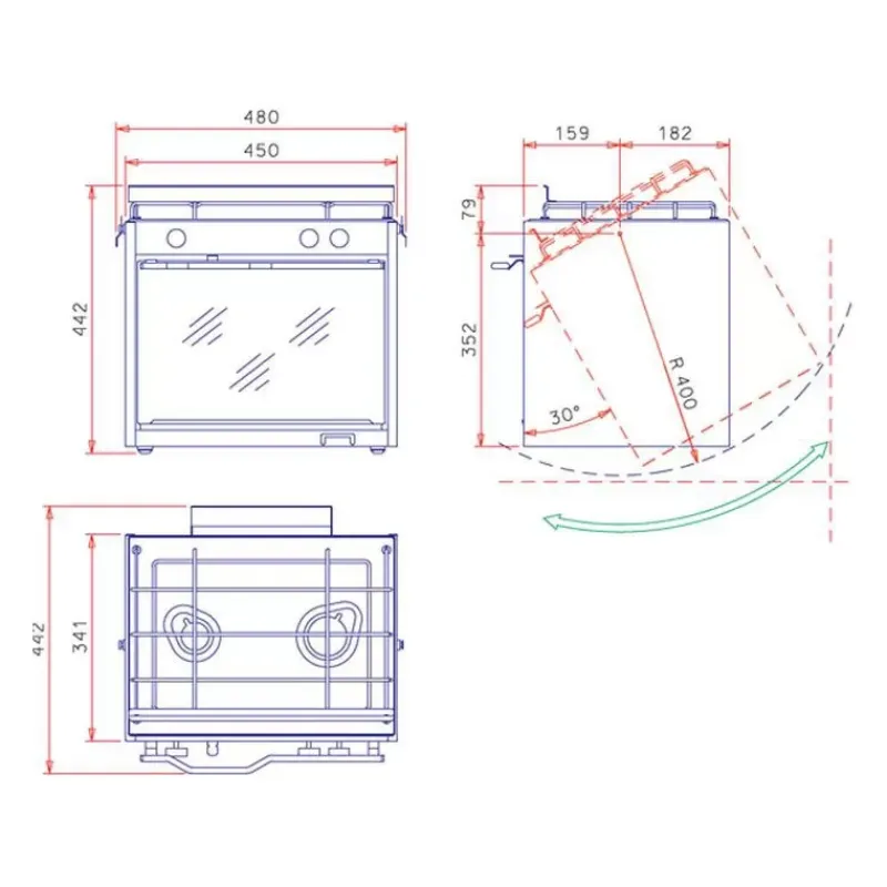Outlet TECHIMPEX Classic Cuisson Intérieure, Réchaud Et Réchaud-Four·Réchaud Four Gaz Et Cuisinière
