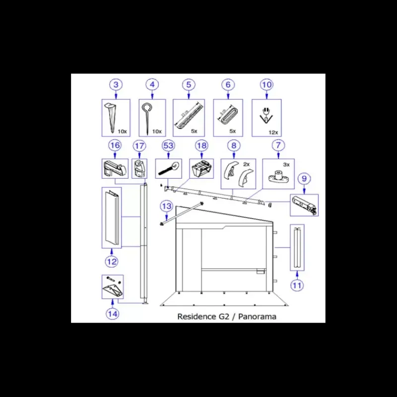Pièces détachées auvent Résidence G2 | G3 | Panorama*Thule Outlet