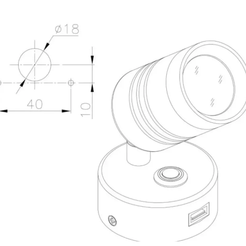 Applique LED avec prise USB*Trem Online