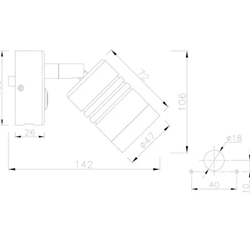 Applique LED avec prise USB*Trem Online