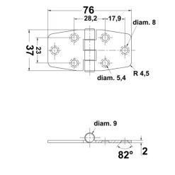 Charnière inox 76 x 37 mm*Trem Discount