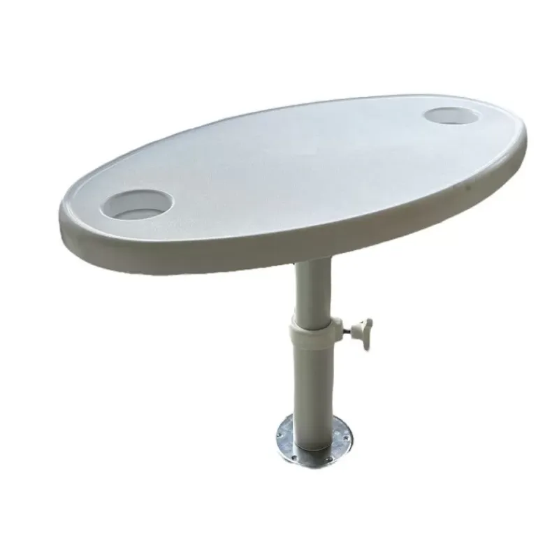 Table ovale ABS Blanc 70x50cm + pied télescopique et embase Table & Pied·Table Complète|Equipement Intérieur·Plateau & Pied De Table Fixe