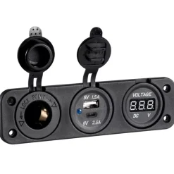 Hot Voltmètre + allume-cigare + double USB Type A+C Electricité & Éclairage·Rallonge & Prise Allume-Cigare 12 V|Distribution & Protection·Prise Et Fiche Dc (Allume Cigare, 12V, Usb...)