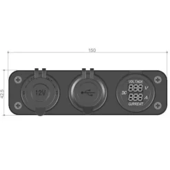 Discount Voltmètre/Ampèremètre  + prise allume-cigare et USB-A + USB-C Electricité & Éclairage·Rallonge & Prise Allume-Cigare 12 V|Distribution & Protection·Prise Et Fiche Dc (Allume Cigare, 12V, Usb...)