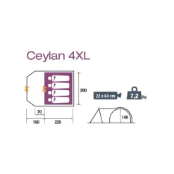 Ceylan 4XL Toile De Tente À Armature·Tente 4 Personnes