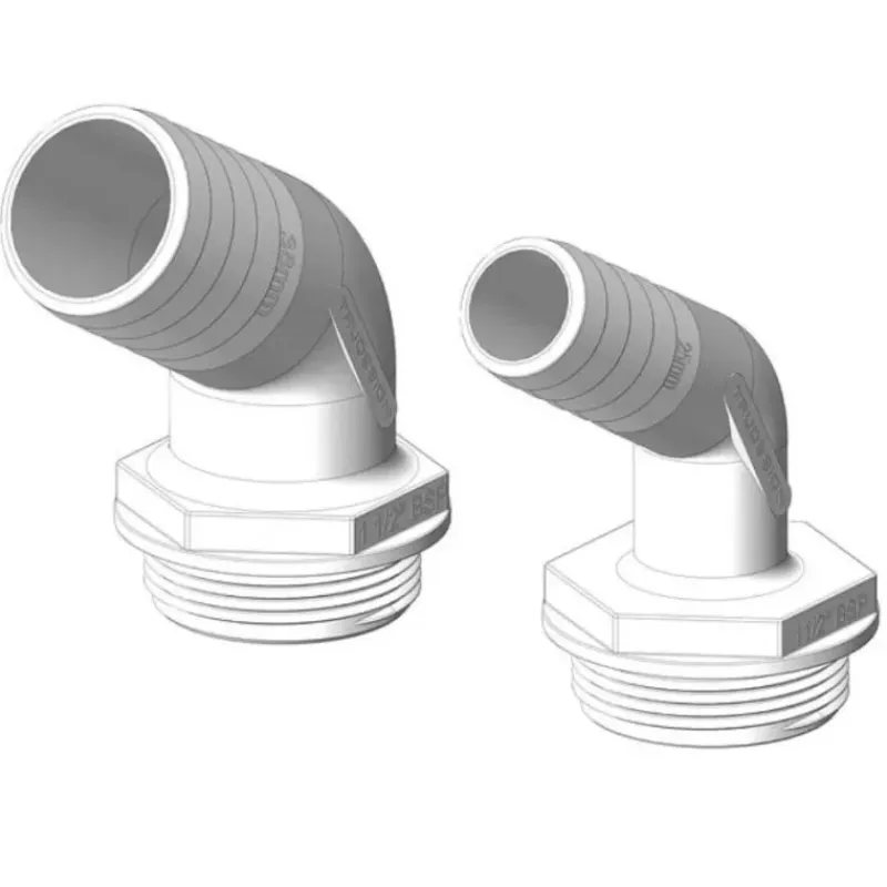 Coude 120° MM fileté cannelé blanc & joint bleu*Trudesign Outlet