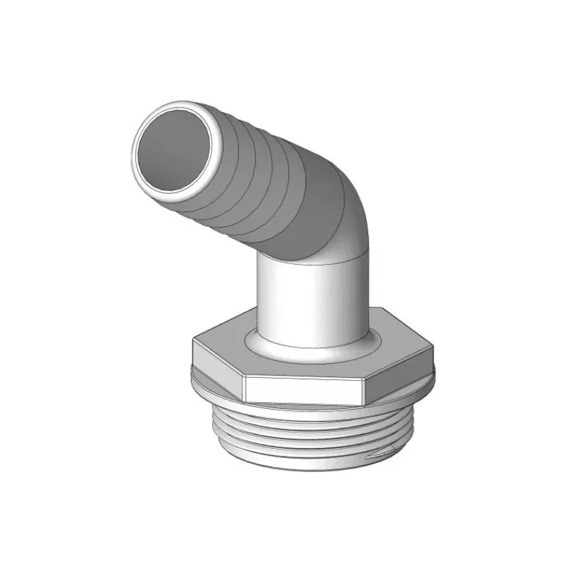 Coude 120° MM fileté cannelé blanc & joint bleu*Trudesign Outlet
