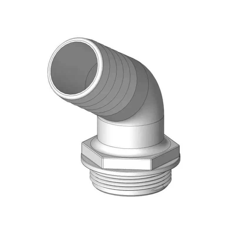 Coude 120° MM fileté cannelé blanc & joint bleu*Trudesign Outlet