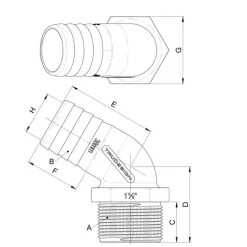 Coude 120° MM fileté cannelé BSP*Trudesign Outlet